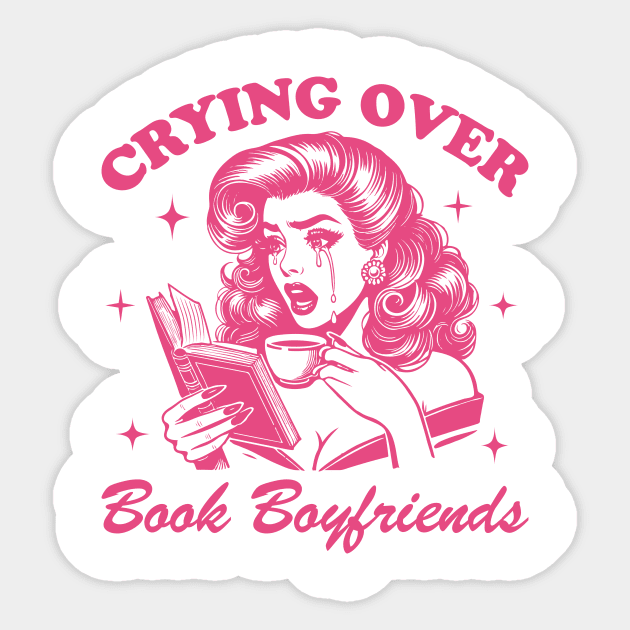 Crying Over Book Boyfriends Sticker by Teresa's Store 1